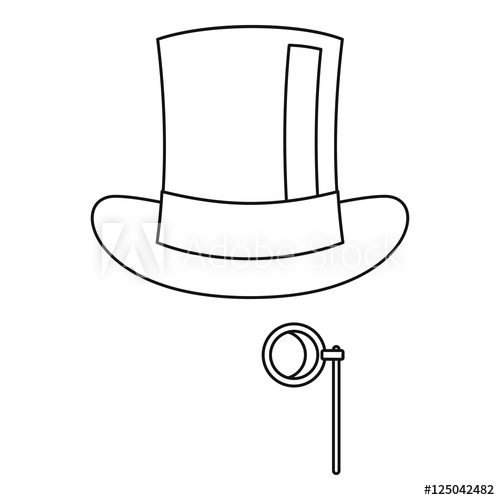 500x500 Hat With Monocle Icon Outline Illustration Of Hat With Monocle