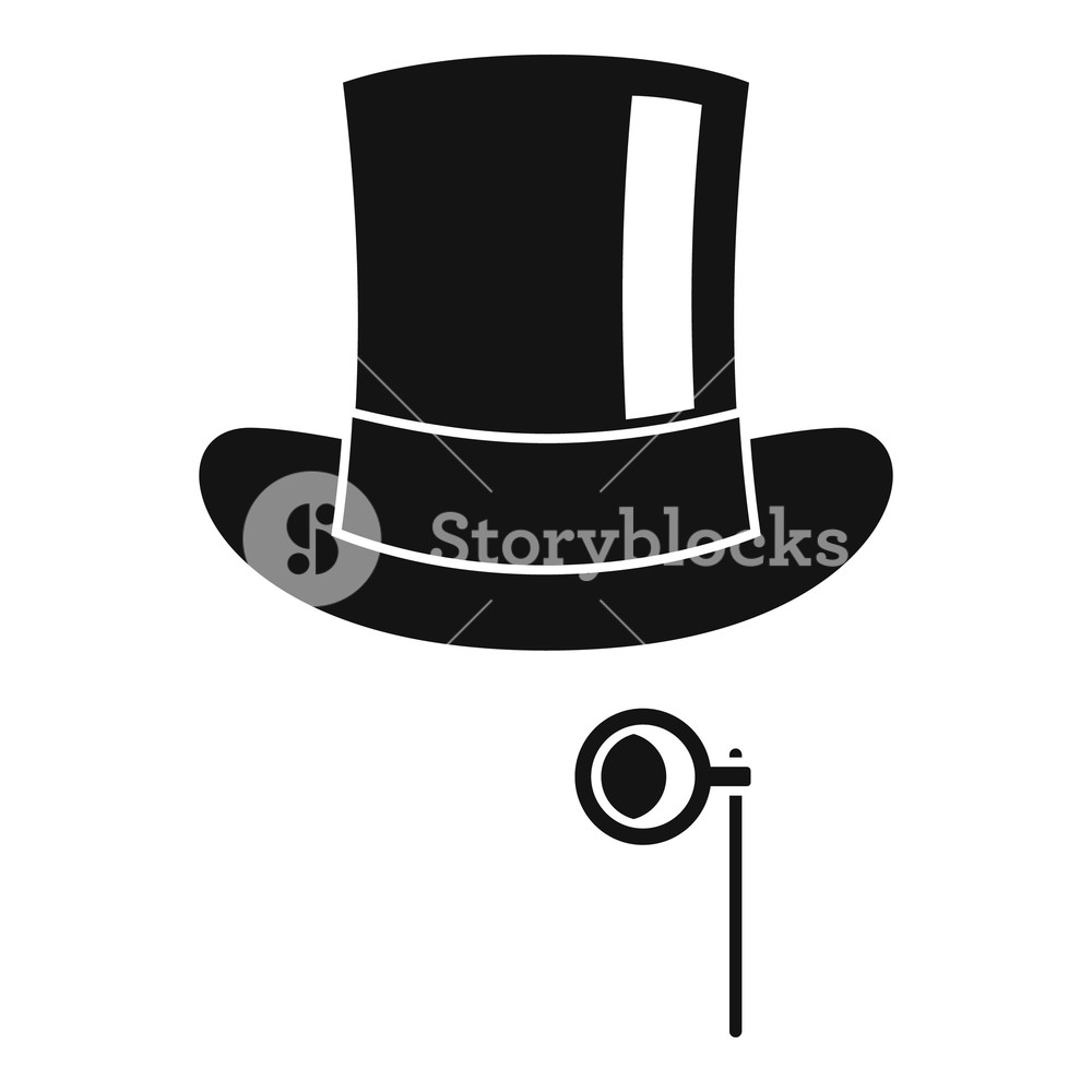 1000x1000 Hat With Monocle Icon Simple Illustration Of Hat With Monocle