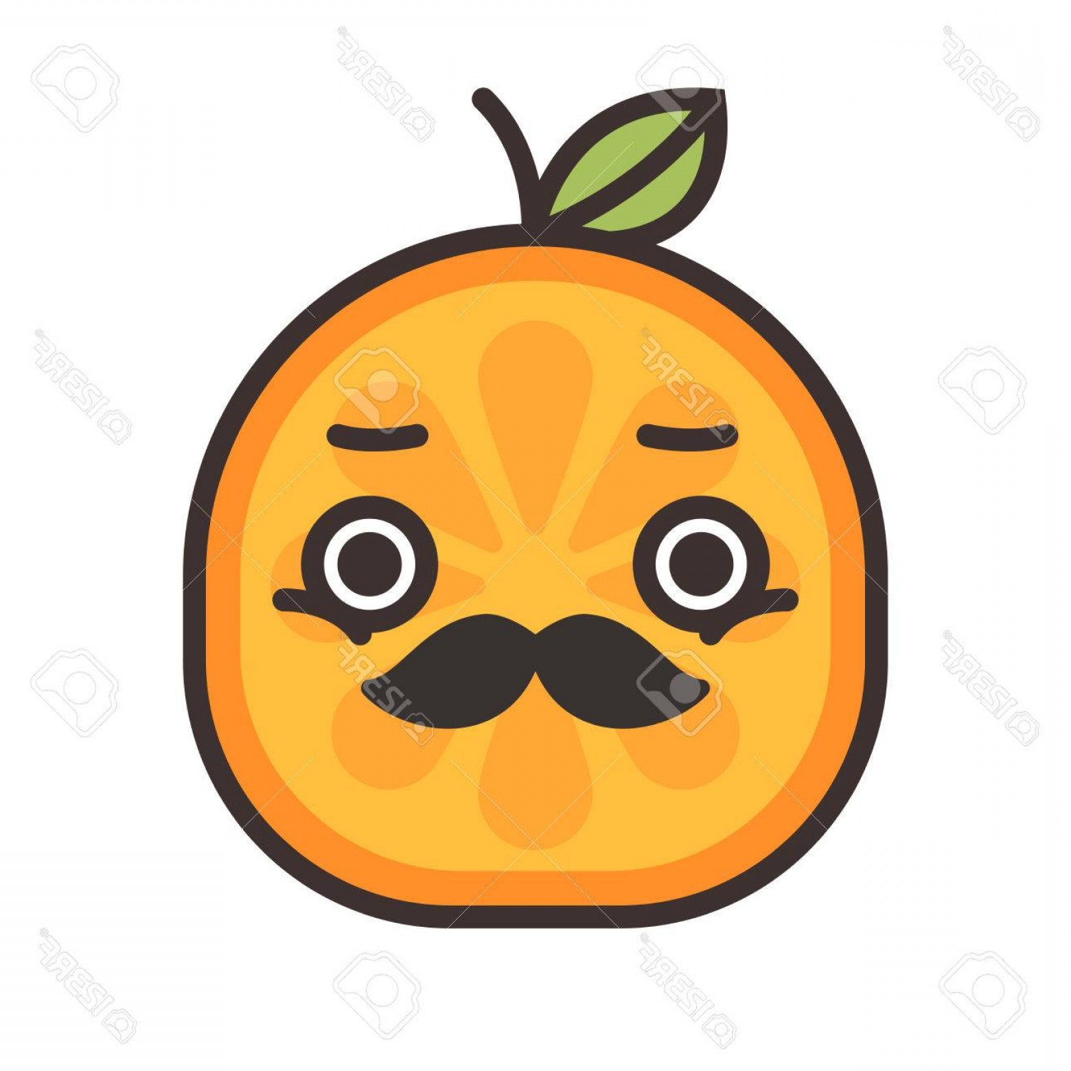 1560x1560 Photostock Vector Gentleman Smile Emoji Smiley Orange Fruit Emoji