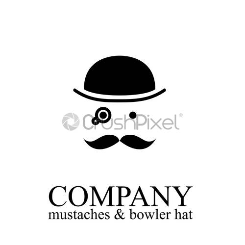 500x500 Vector Illustration Of Bowler, Mustaches And Monocle Englishman