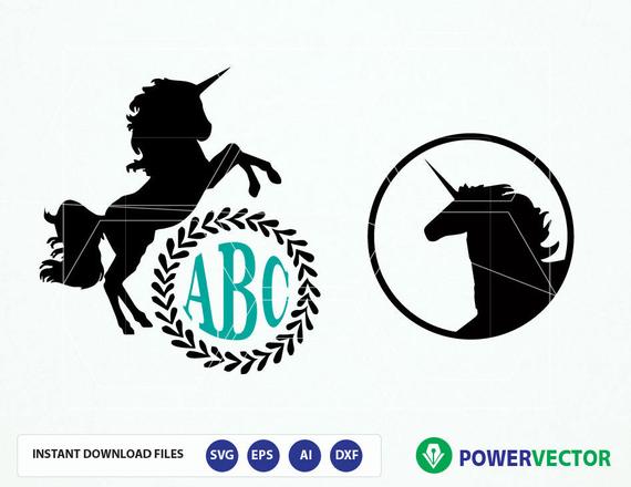 570x440 Unicorn Unicorn Circle Monogram Frame Vector For Etsy