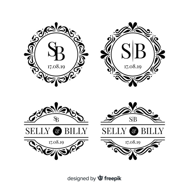 626x626 Collection Of Monogram Wedding Logos Vector Free Download