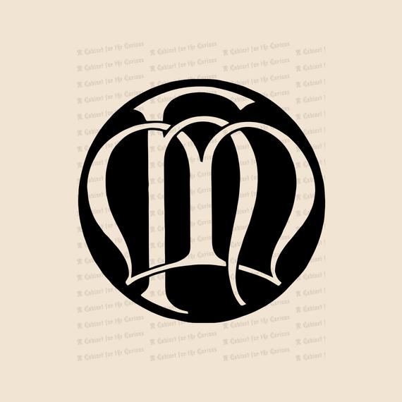 570x570 Vintage Hm Or Mh Monogram Vector Clipart Vintage Art Etsy
