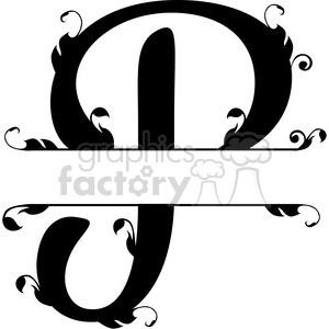 300x300 Split Regal P Monogram Vector Design Clipart Royalty Free Gif