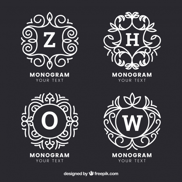 Set Of Four Hand Drawn Monograms Vector Free Download 626x626 Set Of Four Hand Drawn Monograms Vector Free Download