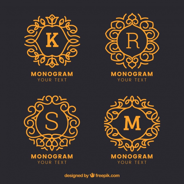Pack Of Gold Hand Drawn Monograms Vector Free Download 626x626 Pack Of Gold Hand Drawn Monograms Vector Free Download
