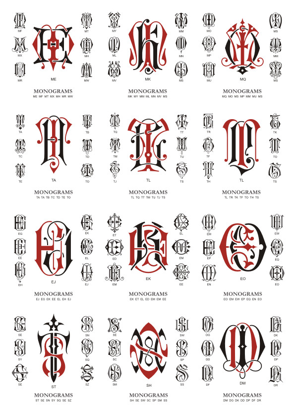Set Of Monogram Design Free Vector Download In Cdr 595x842 Set Of Monogram Design Free Vector Download In Cdr