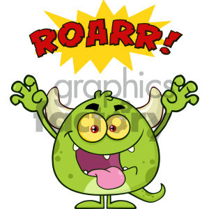 300x300 Green Monster Cartoon Emoji Character Roaring Vector Illustration