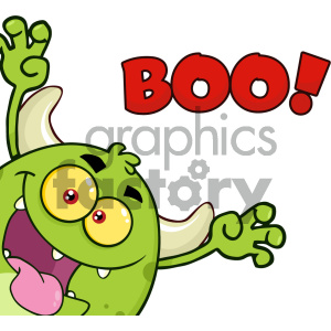 300x300 Green Monster Cartoon Emoji Character Scaring Vector Illustration