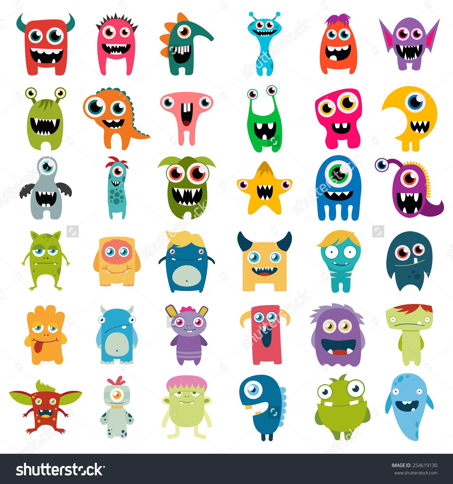 1500x1600 Big Vector Set Of Cartoon Cute Monsters