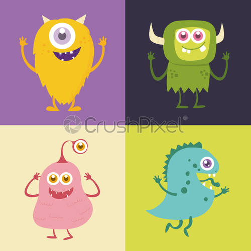 500x500 Set Of Cute Monster Cartoon Character Stock Vector Crushpixel