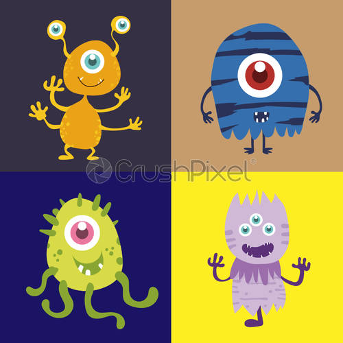 500x500 Set Of Cute Monster Cartoon Character Stock Vector Crushpixel