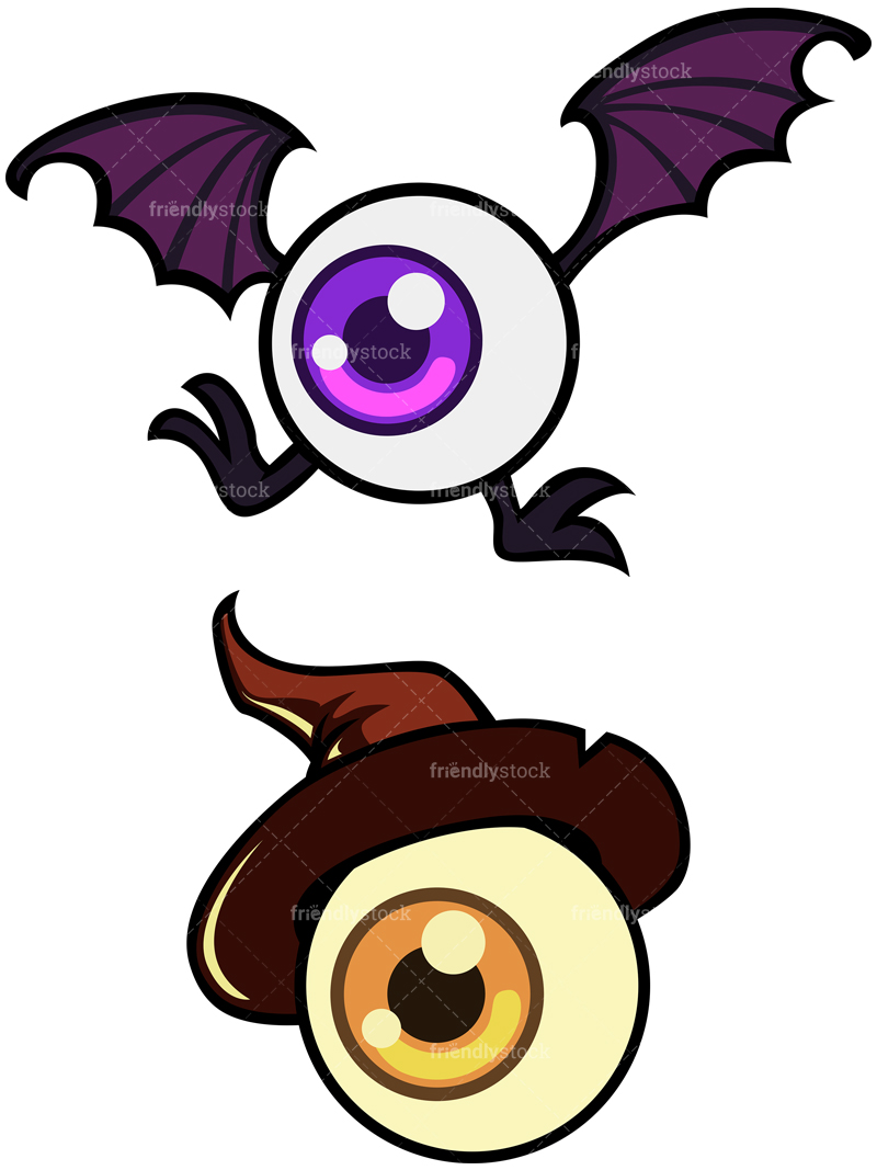 800x1067 Creepy Eyeball Monsters Cartoon Vector Clipart
