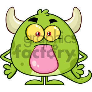 300x300 Cute Green Monster Cartoon Emoji Character Sticking Its Tongue Out
