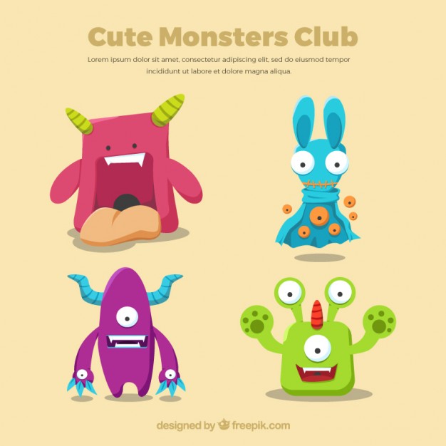 626x626 Cute Monsters Cartoon Vector Free Download