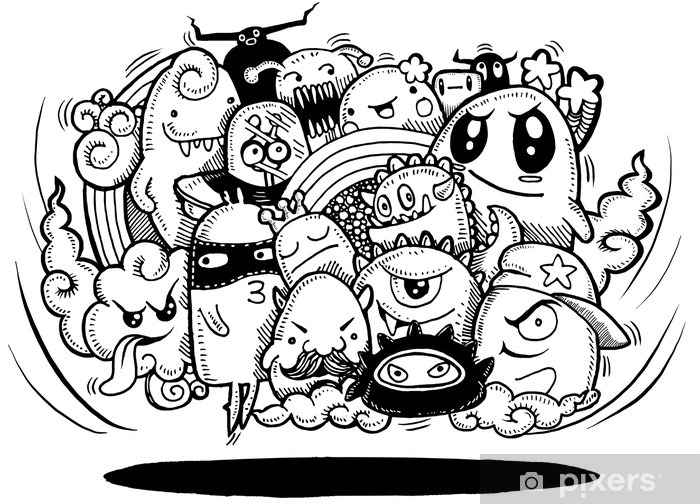 700x504 Angry Cartoon Monster Hand Drawn Crazy Doodle Monster Group