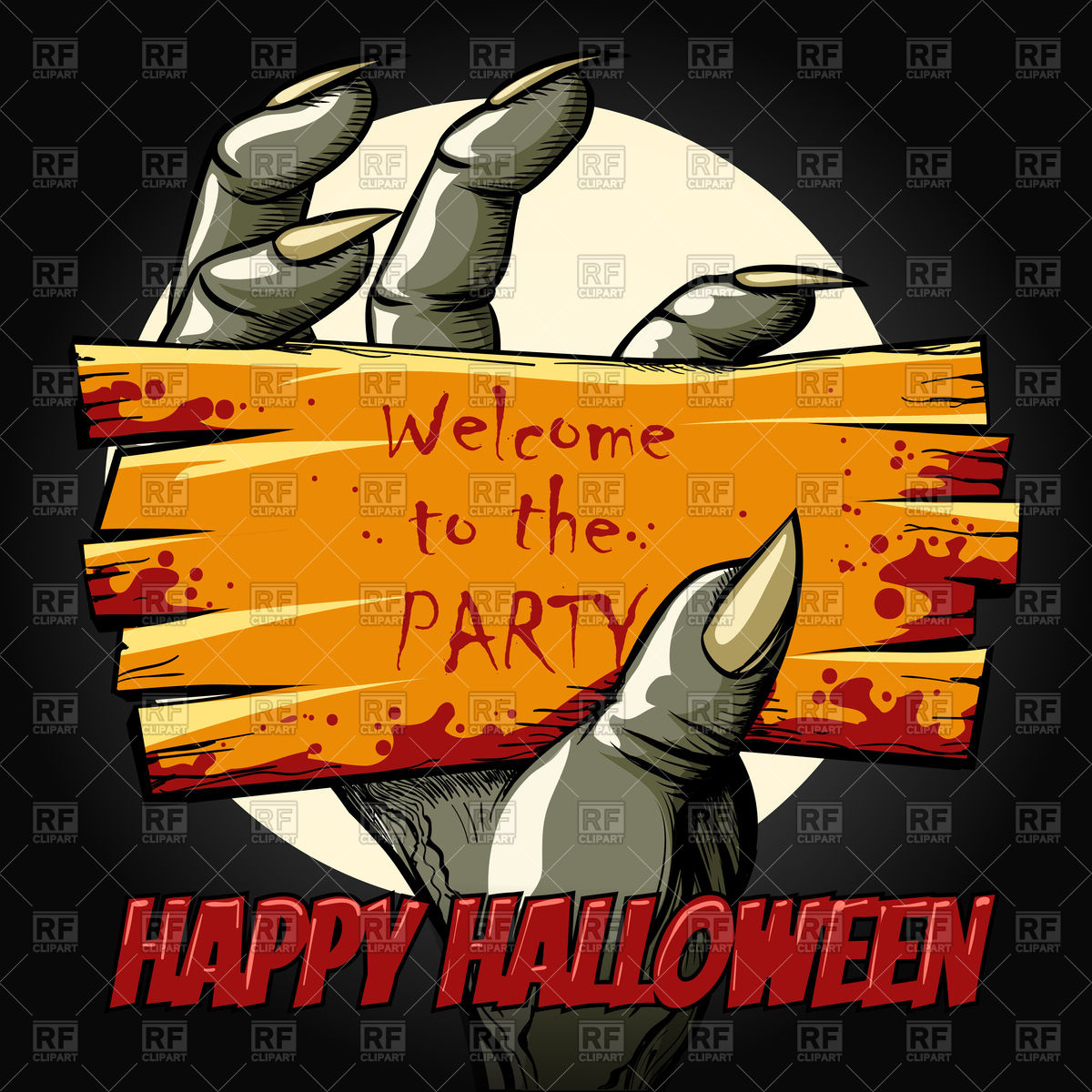 1200x1200 Halloween Poster With Monster Hand And Banner