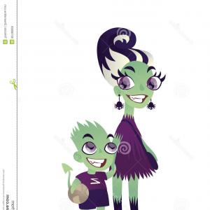 300x300 Stock Illustration Monster Family Zombie Mother Her Son Happy