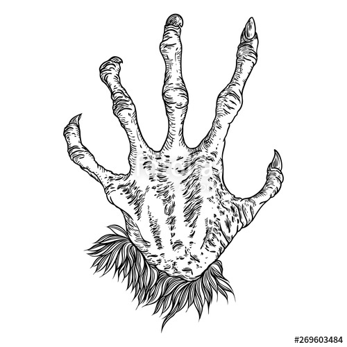 500x500 Engraving Monster Hand, Zombie, Werewolf, Dragon Or Vampire Palm