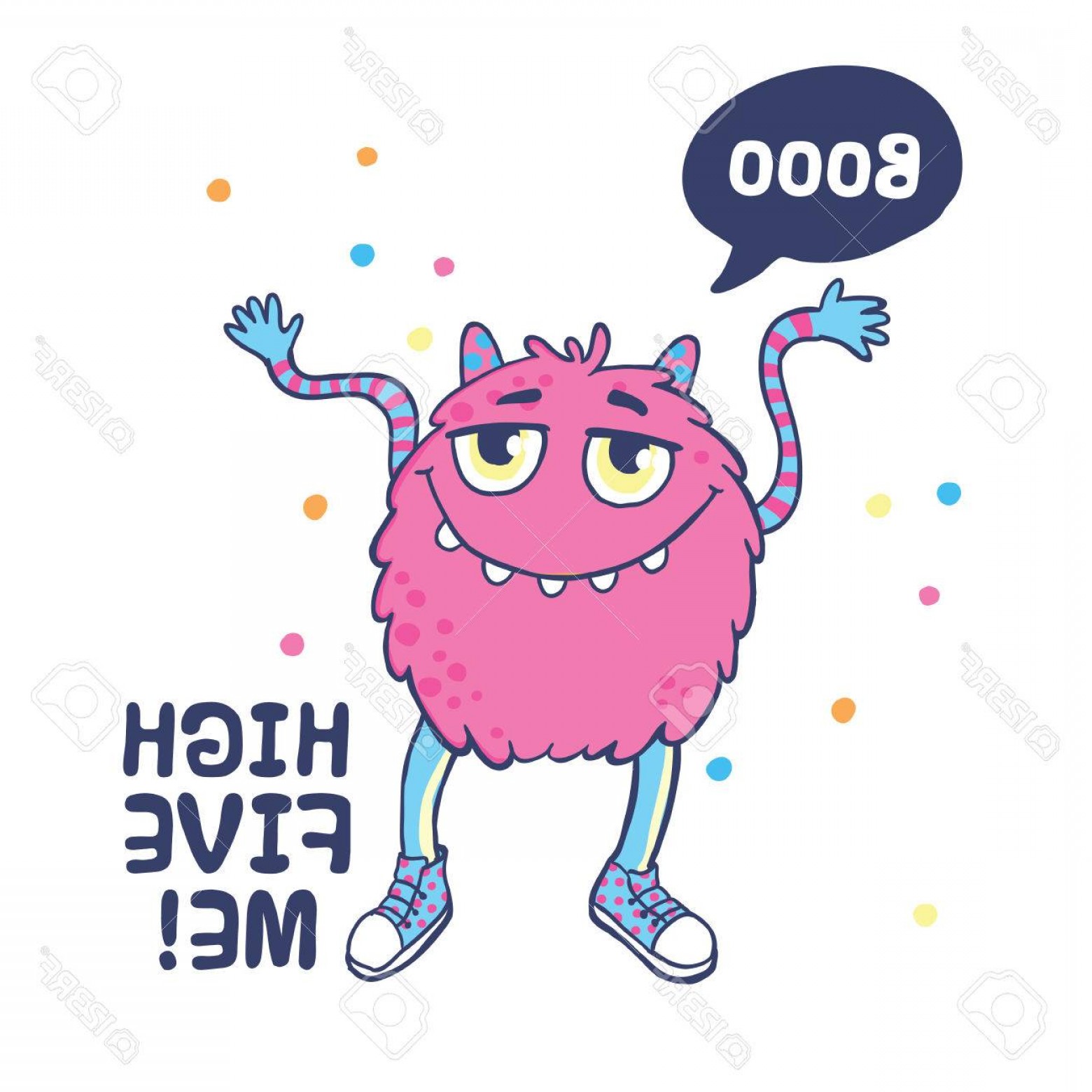 Photostock Vector Cute Monster Vector Illustration High Five Me 1560x1560 Photostock Vector Cute Monster Vector Illustration High Five Me