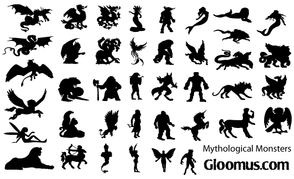 600x365 Free Vector Mythological Monsters Silhouettes Files, Vectors