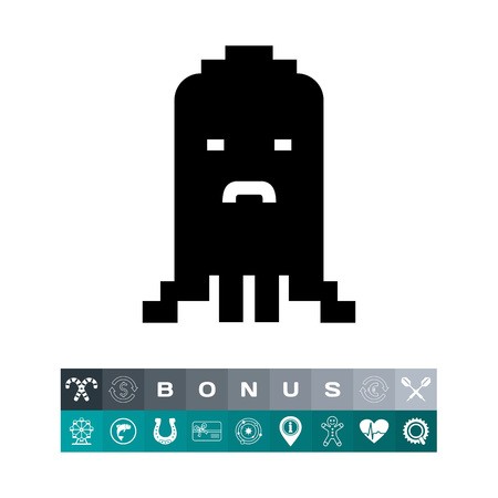 450x450 Vector Icon Of Angry Pixel Monster Silhouette Royalty Free Vector