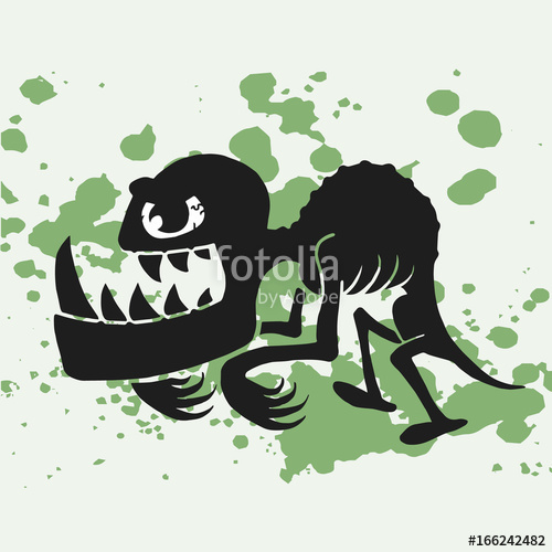 500x500 Monster Silhouette Cartoon Vector With Color Splash Background