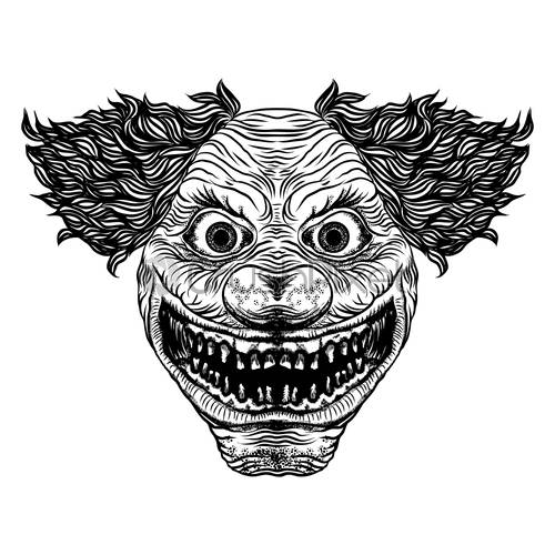 500x500 Evil Scary Clown Monster With Big Nose And Sharp Teeth, Stock