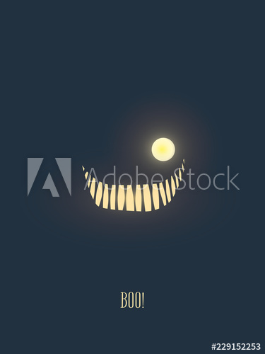 375x500 Happy Halloween Vector Illustration Card With Monster Smile
