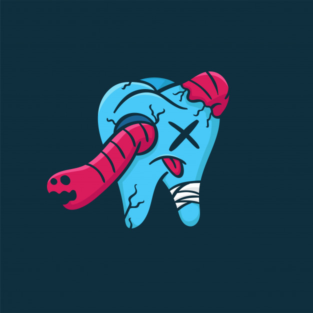 626x626 Monster Dental Teeth Doodle Illustration Vector Premium Download