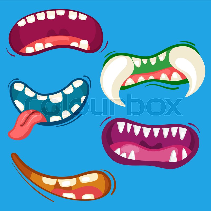 800x800 Cartoon Cute Monster Mouths Set With Stock Vector Colourbox