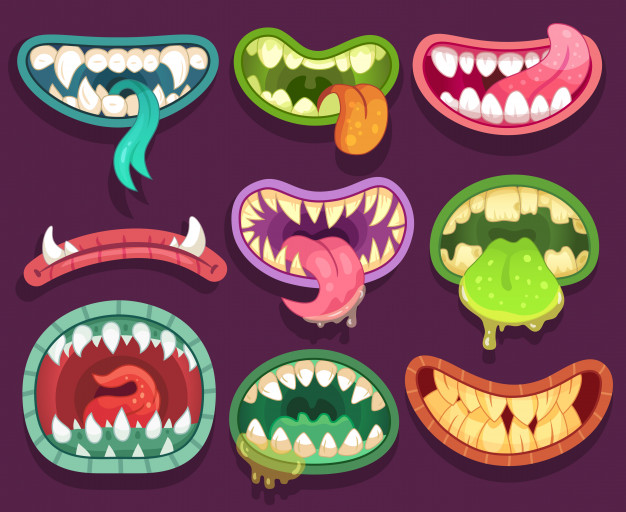626x512 Scary Monsters Mouths With Teeth And Tongue Halloween Elements