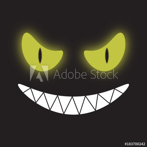 500x500 Shining Monster Eyes And Smiling Sharp Teeth Vector Illustration