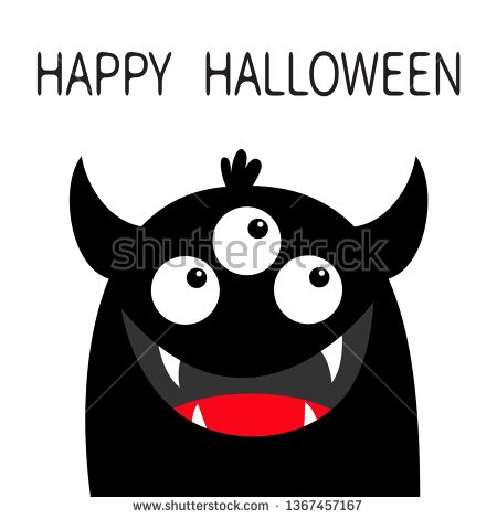 450x470 Stock Vector Happy Halloween Monster Head Face Black Silhouette