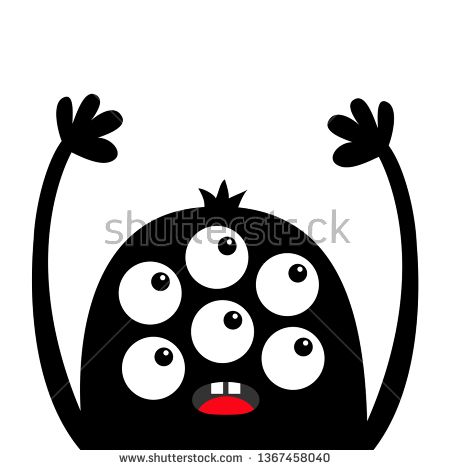 450x470 Stock Vector Monster Head Black Silhouette Six Eyes, Teeth
