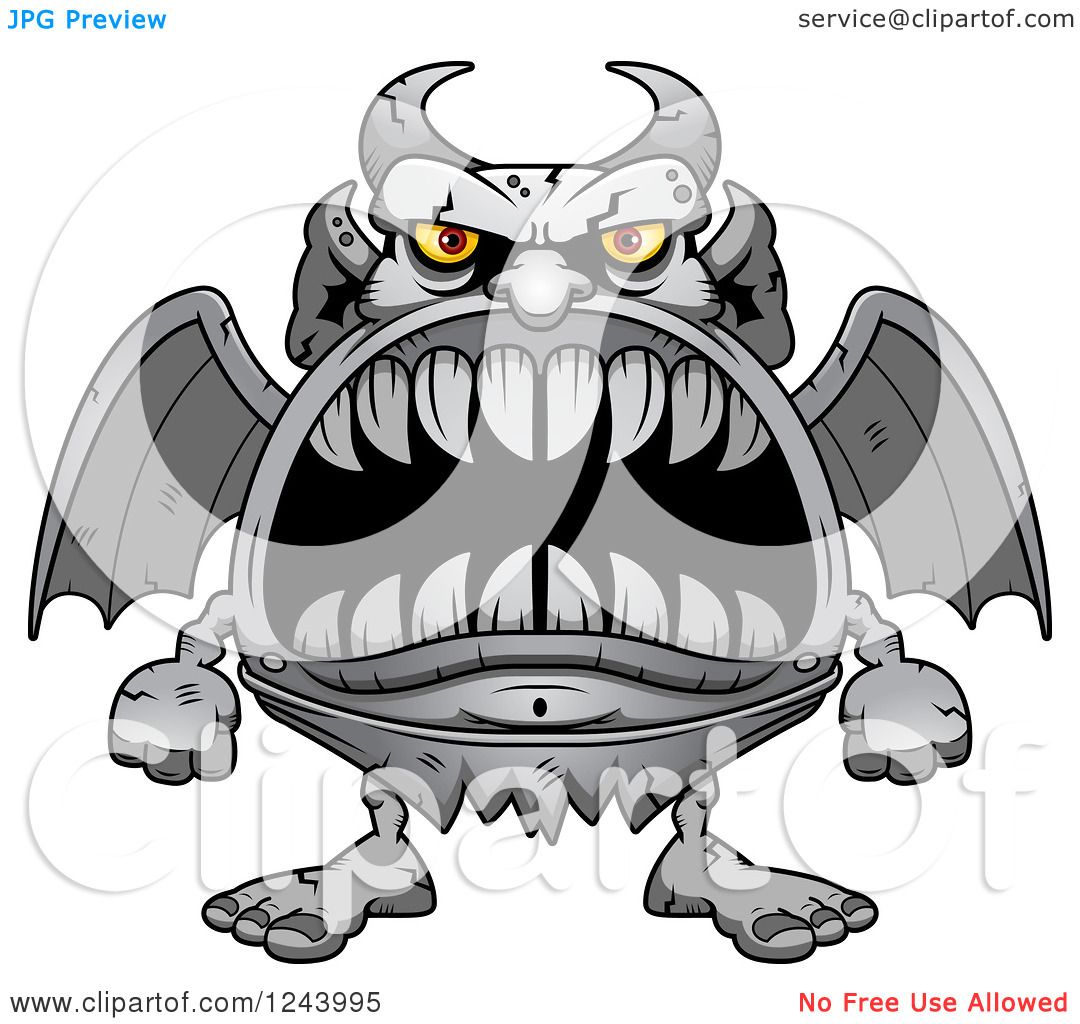 1080x1024 Clipart Of A Gargoyle Monster With Big Teeth