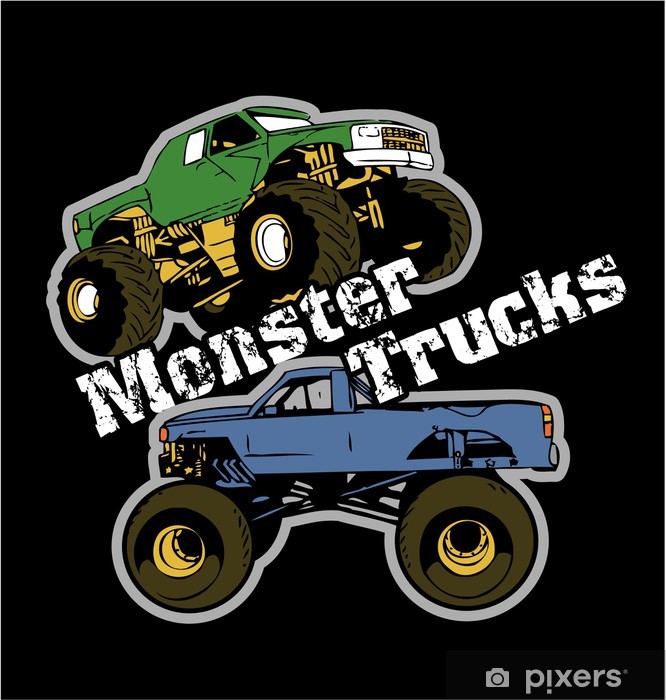 Monster Trucks Vector Wall Mural 666x700 Monster Trucks Vector Wall Mural