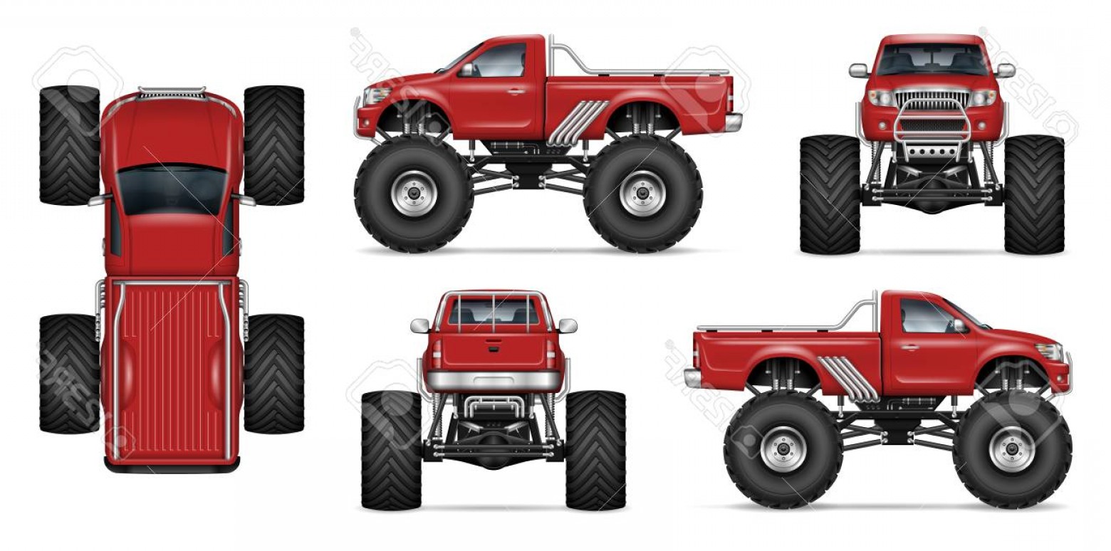 Photostock Vector Red Monster Truck Vector Mockup For Vehicle 1560x774 Photostock Vector Red Monster Truck Vector Mockup For Vehicle