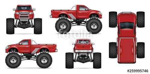 Realistic Monster Truck Vector Mock Up Stock Image And Royalty 500x248 Realistic Monster Truck Vector Mock Up Stock Image And Royalty