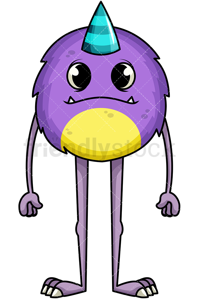 800x1200 Fur Ball Purple Monster Cartoon Vector Clipart