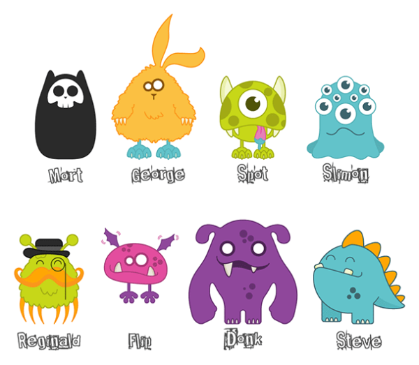 600x523 Free Monster Vector Set Preview