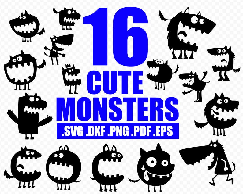 794x635 Cute Monster Dxf Png Cute Monster Vector Bundle Etsy