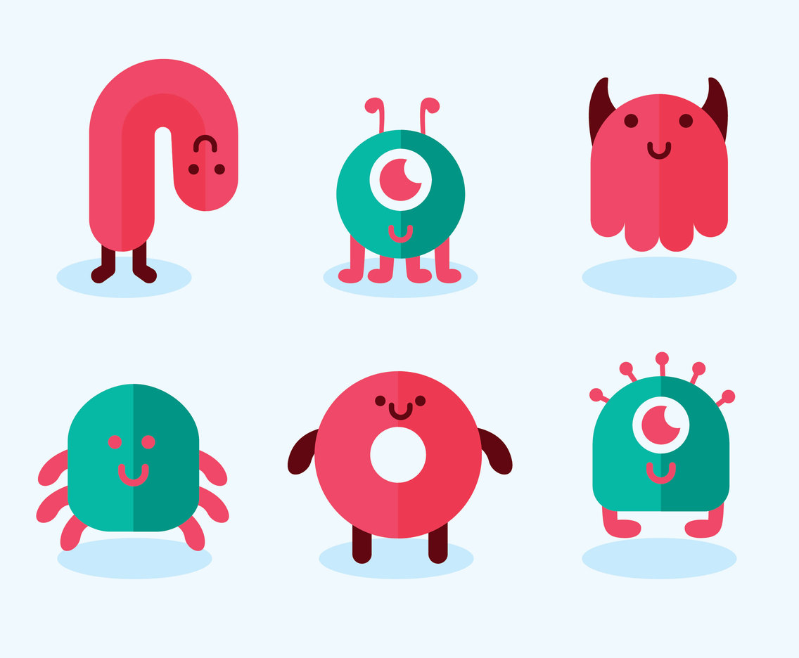 1136x936 Flat Cartoon Monsters Vector Vector Art Graphics