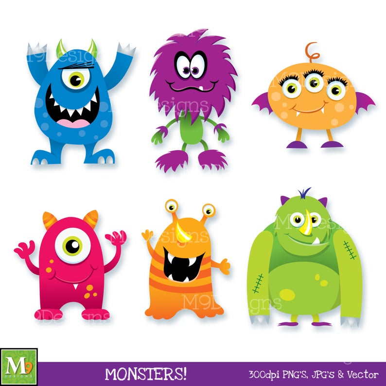 794x795 Monsters Clip Art Monster Clipart Scary Fun Cute Monsters Etsy