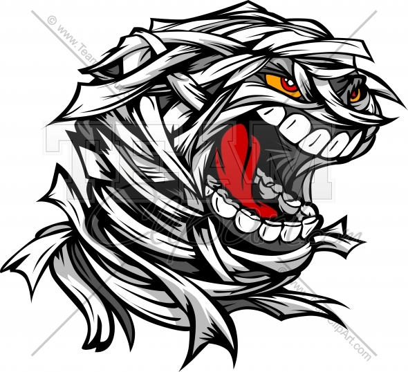 590x538 Mummy Halloween Monster Head With Scary Screaming Face Cartoon