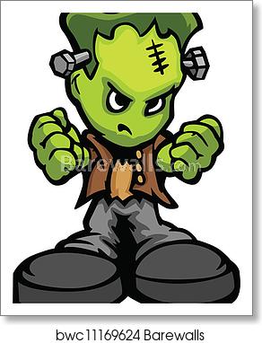 292x382 Tough Guy Cartoon Frankenstein Monster Vector Graphic, Art Print