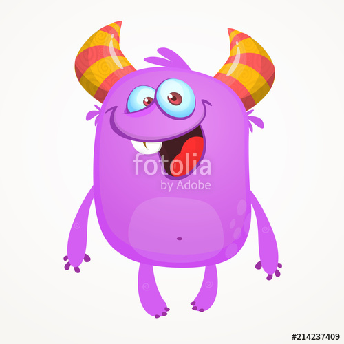 500x500 Funny Cartoon Monster Vector Halloween Purple Monster Stock