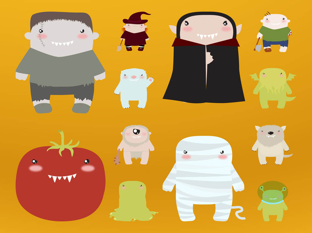 1024x765 Halloween Monsters Vector Vector Art Graphics