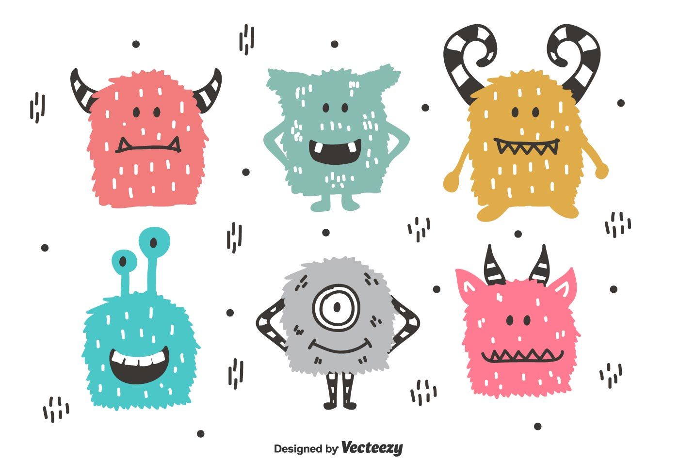 1400x980 Monsters Vector Set Name Tags In Free Vector Art, Vector