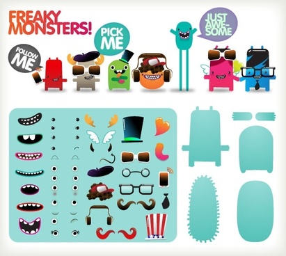 411x368 Vector Monsters Free Vector Download